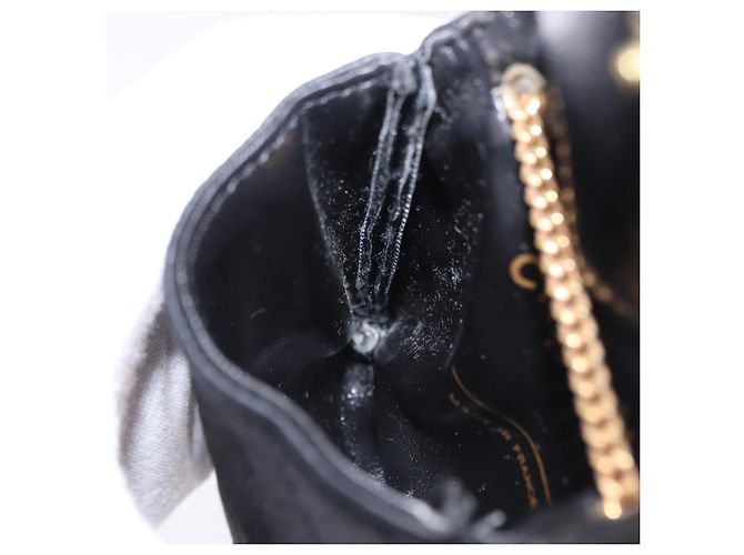 CHANEL Matelasse Chain Shoulder Pouch Satin Black Gold Tone CC Auth 201248 Negro - vista 20