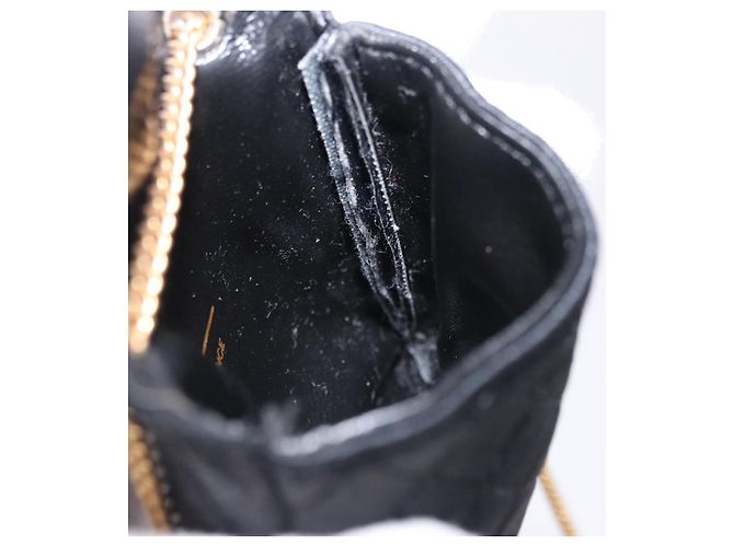CHANEL Matelasse Chain Shoulder Pouch Satin Black Gold Tone CC Auth 201248 Negro - vista 21
