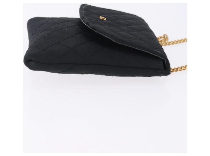 CHANEL Matelasse Chain Shoulder Pouch Satin Black Gold Tone CC Auth 201248 Negro - vista 4