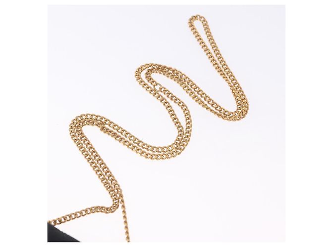 CHANEL Matelasse Chain Shoulder Pouch Satin Black Gold Tone CC Auth 201248 Negro - vista 8