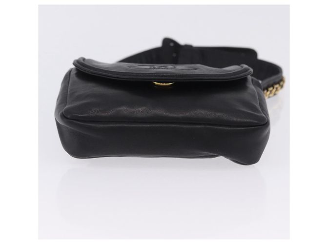 Borsa vita CHANEL COCO Mark Chain in pelle d'agnello nera e oro CC Auth bs18653 Nero D'oro - vista 10