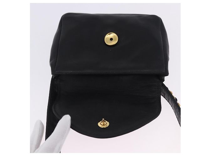 Borsa vita CHANEL COCO Mark Chain in pelle d'agnello nera e oro CC Auth bs18653 Nero D'oro - vista 16