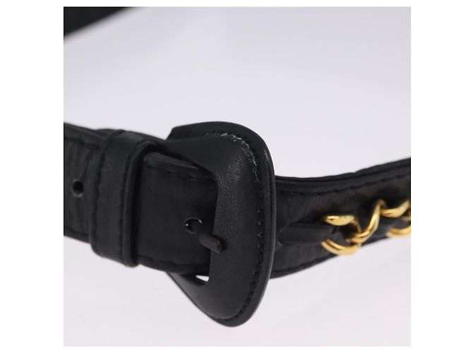 Borsa vita CHANEL COCO Mark Chain in pelle d'agnello nera e oro CC Auth bs18653 Nero D'oro - vista 8