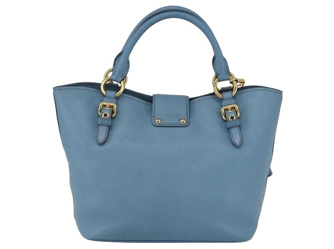 Miu Miu Madras Convertible Lock Leather Small Blu - vista 2