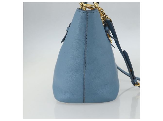 Miu Miu Madras Convertible Lock Leather Small Blu - vista 3