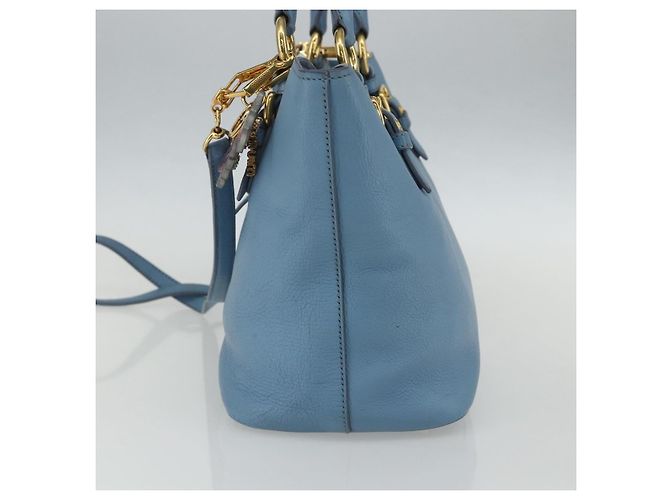 Miu Miu Madras Convertible Lock Leather Small Blu - vista 4