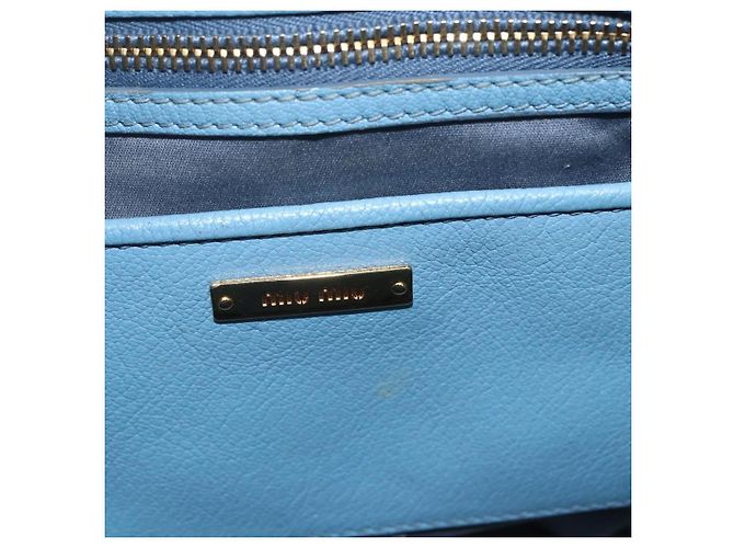 Miu Miu Madras Convertible Lock Leather Small Blu - vista 6