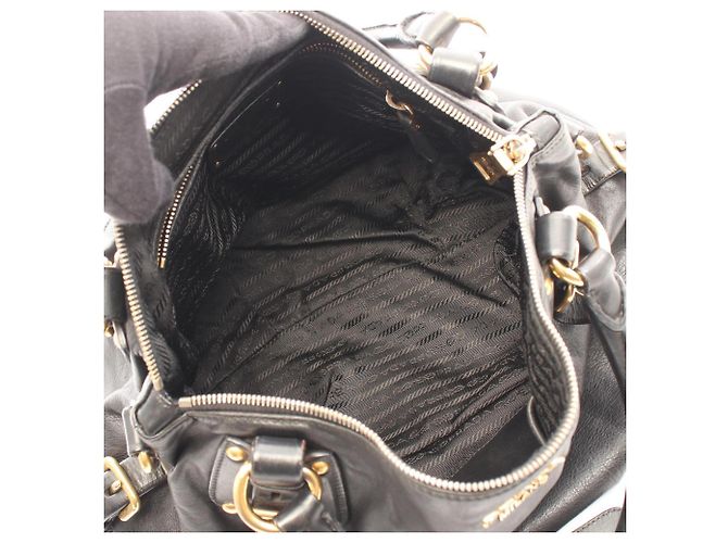 Borsa a mano 2-Way Prada PRADA con logo in metallo Nero - vista 3