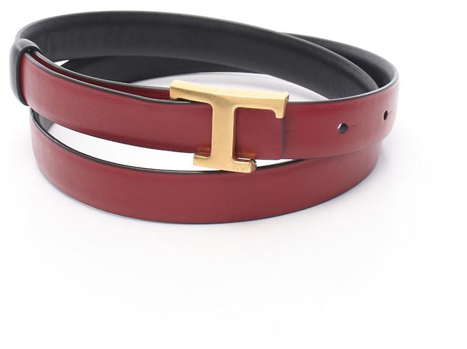 Tod's T-Timeless Wendelgürtel aus Leder mit goldfarbenen Details Schwarz Bordeaux - Ansicht 5