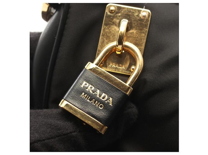 Prada Re-Nylon TESSUTO + VITELLO Schultertasche Schwarz - Ansicht 10