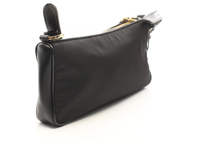 Prada Re-Nylon TESSUTO + VITELLO Schultertasche Schwarz - Ansicht 2