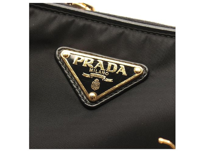 Prada Re-Nylon TESSUTO + VITELLO Schultertasche Schwarz - Ansicht 9