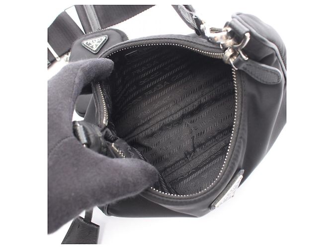 Saffiano Bolsa de Ombro 2-Way Prada Re-Edition 2005 Preto - vista 3