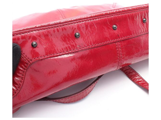 Borsa Burberry in pelle verniciata rossa Rosso - vista 8