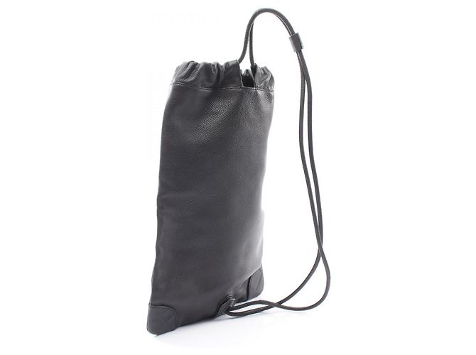Borsa a tracolla Burberry in pelle nera con coulisse Nero - vista 2