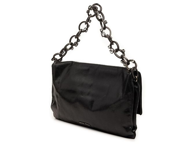 Borsa Miu Miu in pelle nera e strass Nero - vista 2