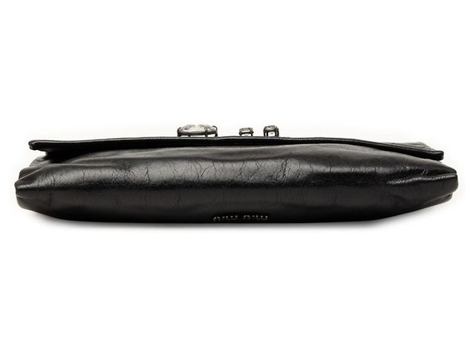 Borsa Miu Miu in pelle nera e strass Nero - vista 3