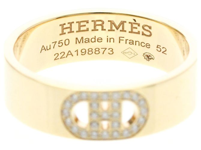 Ring Hermès Bague Hermes H Dunkle Diamond Doré - vue 9