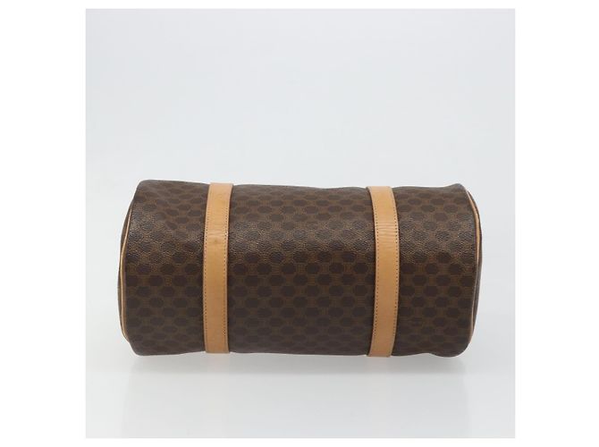 Céline Celine Vintage Barrel Macadam Canvas & Leather Marrone - vista 4