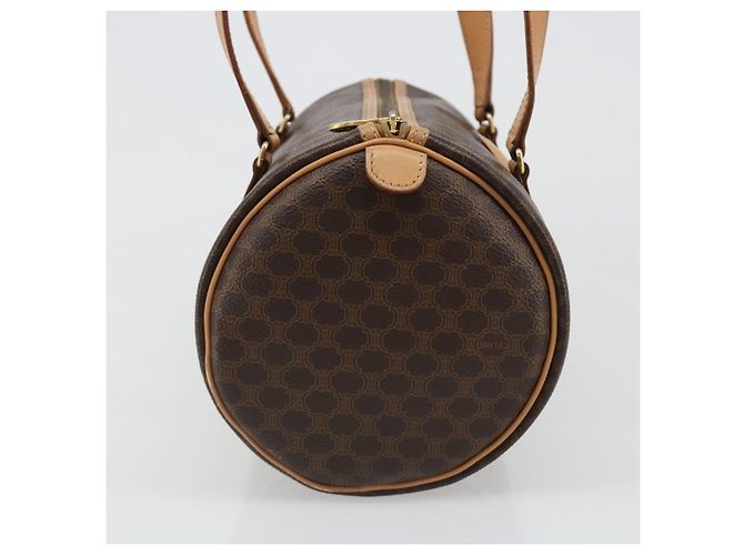 Céline Celine Vintage Barrel Macadam Canvas & Leather Marrone - vista 6