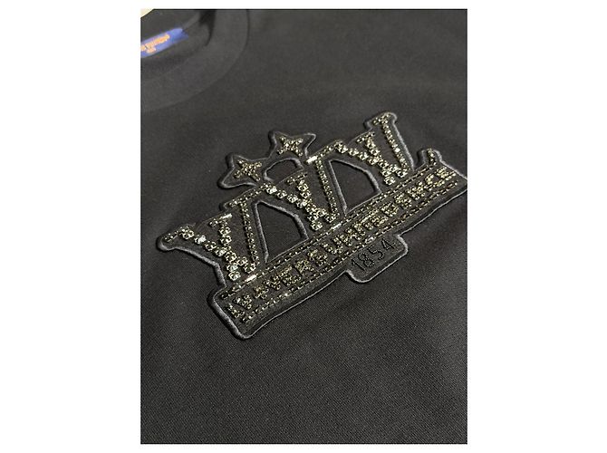 Louis Vuitton Felpa Nera con Patch Ricamata e Cristalli Nero - vista 6
