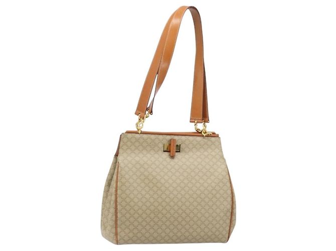 Céline Celine Vintage Macadam Shopper Coated Canvas Medium Beige - view 3