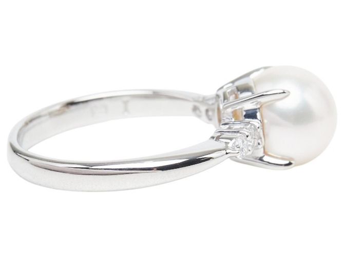 Anello Seiko Perla Pt900 Platino Akoya Diamante - vista 4
