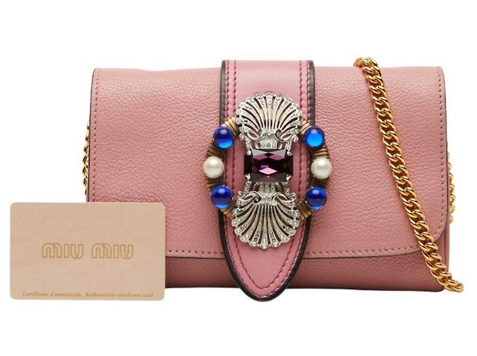 Borsa a tracolla Miu Miu Madras con catena Rosa - vista 13