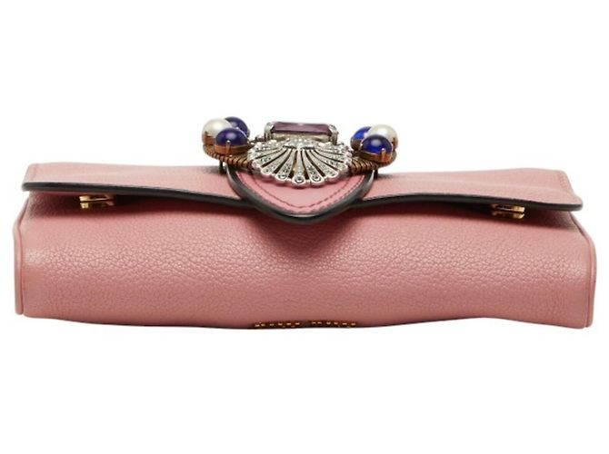 Borsa a tracolla Miu Miu Madras con catena Rosa - vista 3