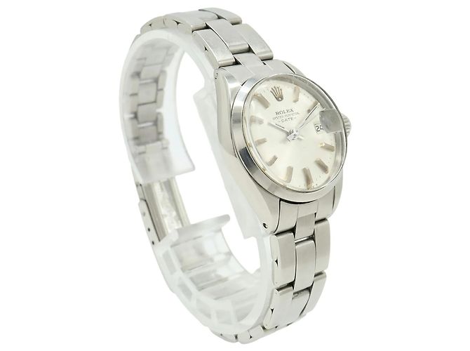 Orologio Rolex Oyster Perpetual Date Quadrante Argento Donna - vista 4