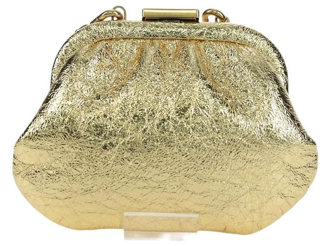 Balenciaga Cloud Clutch Leather XS D'oro - vista 2