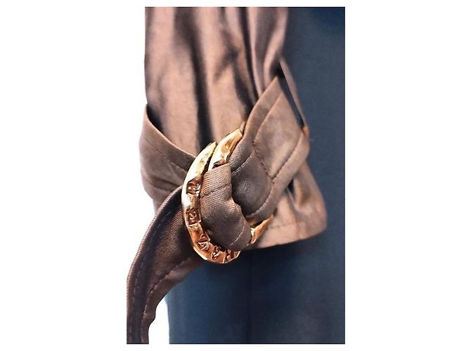 Christian Lacroix Chaqueta de Satén Bronce con Cinturón Castaño - vista 13