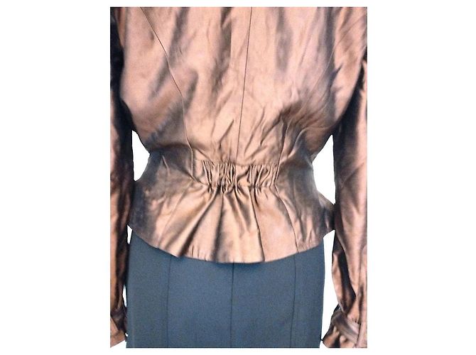 Christian Lacroix Chaqueta de Satén Bronce con Cinturón Castaño - vista 19