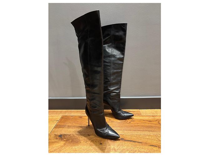 Gianvito Rossi Botas Over-the-Knee de Cuero Negro - vista 9