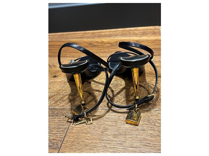 Tom Ford Sandali Padlock in pelle nera Nero - vista 5