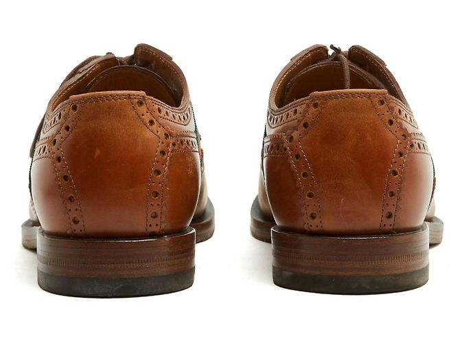 Gucci Richelieu Derbies Web Bee Pelle Marrone - vista 4