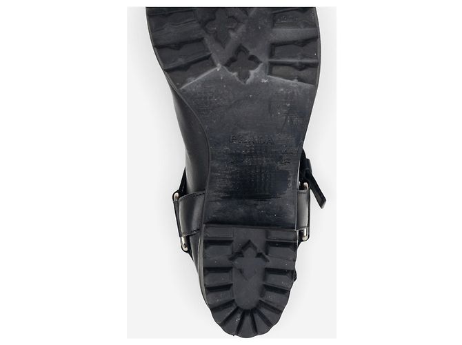 Botas Biker Cowboy com fivelas e arnês Prada dos anos 2000, cano alto Preto - vista 10