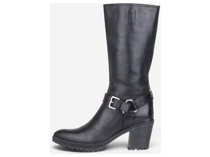 Botas Biker Cowboy com fivelas e arnês Prada dos anos 2000, cano alto Preto - vista 3