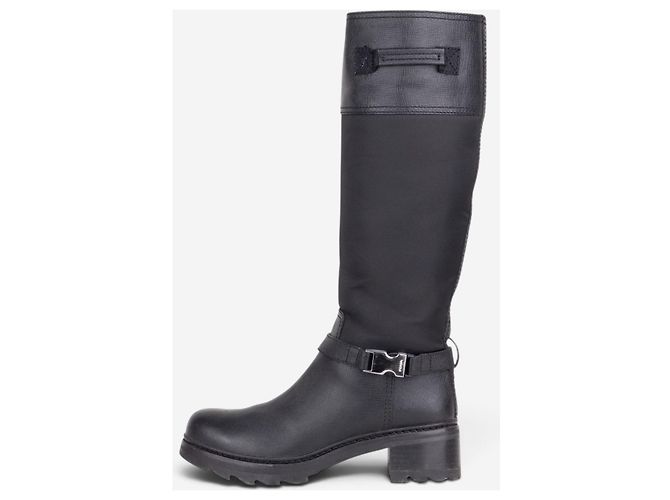 Botas Biker Prada 2000s Hybrid Buckle Negro - vista 3