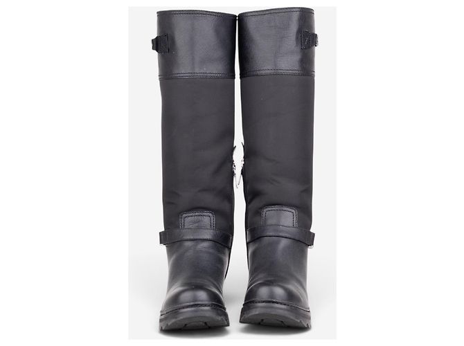 Botas Biker Prada 2000s Hybrid Buckle Negro - vista 5