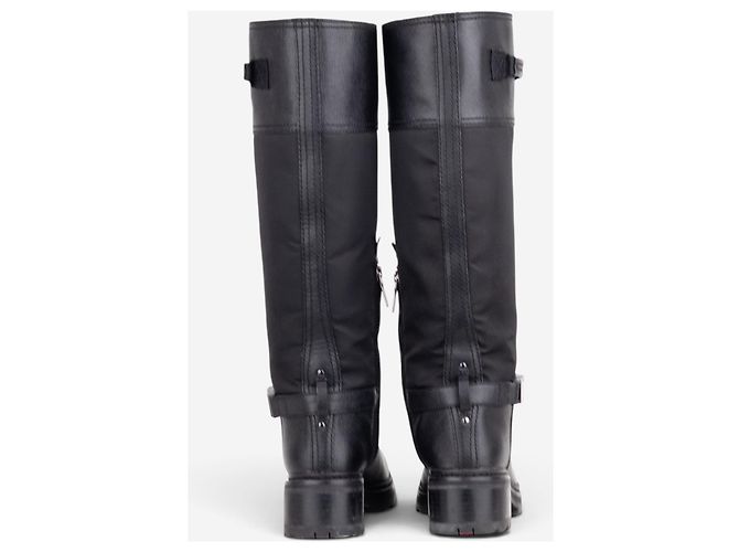 Botas Biker Prada 2000s Hybrid Buckle Negro - vista 6