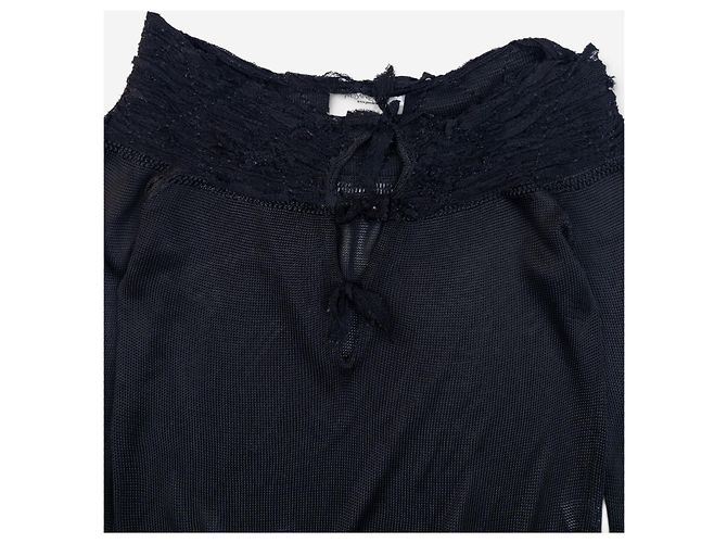 Autre Marque YSL Rive Gauche by Tom Ford 2000er gerafftes Spitzenstrick-Langarmshirt Schwarz - Ansicht 3