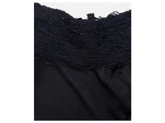 Autre Marque YSL Rive Gauche by Tom Ford 2000er gerafftes Spitzenstrick-Langarmshirt Schwarz - Ansicht 5