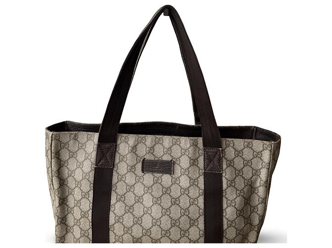 Borsa Tote Gucci Supreme Monogramma GG Marrone Beige - vista 4