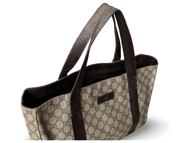 Borsa Tote Gucci Supreme Monogramma GG Marrone Beige - vista 5
