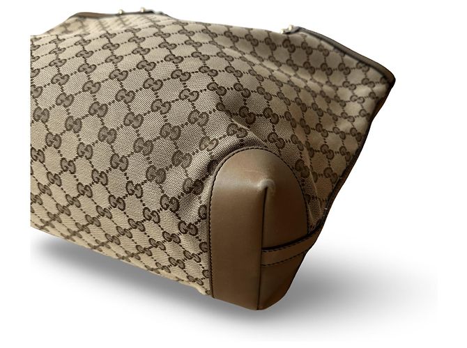 Borsa a tracolla Gucci Marrone Beige in Tela e Pelle - vista 7