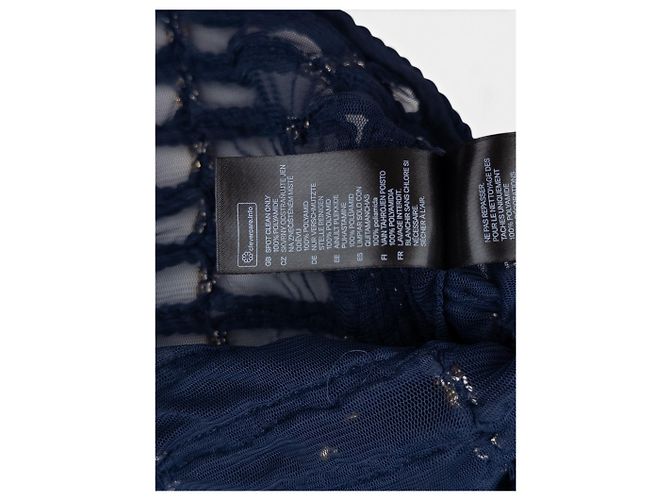 Blusa a maniche lunghe Balmain x H&M SS15 blu navy con ricami a corda - vista 8