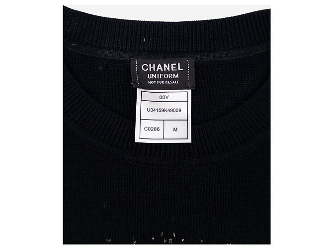 Suéter de malha Chanel by Karl Lagerfeld anos 2010 com logo CC em glitter Preto - vista 4