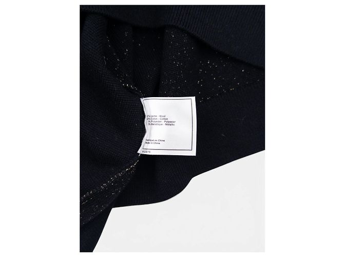 Suéter de malha Chanel by Karl Lagerfeld anos 2010 com logo CC em glitter Preto - vista 6