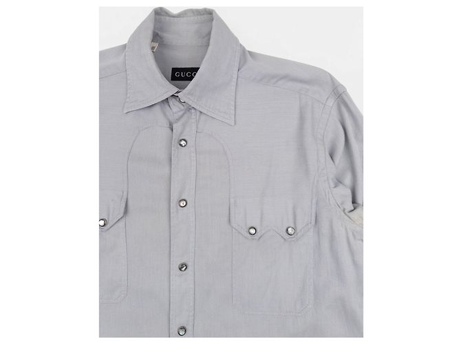 Camicia Western Cowboy con bottoni di perla Gucci by Tom Ford AW97 Grigio - vista 3